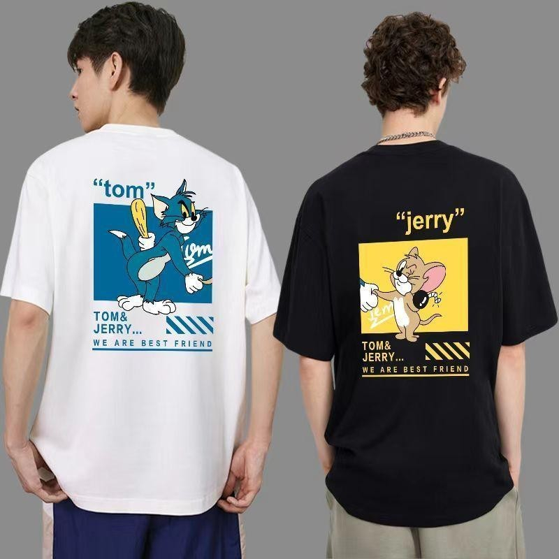 You-T [ส่งจากไทย] เสื้อยืด ทอม เจอร์รี่ ผ้าcotton 100% เสื้อยืด ผู้ชายและผู้หญิง ลาย "Tom&Jerry"