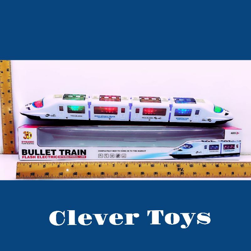 Clever Toys รถของเล่นใส่ถ่าน รถไฟฟ้าBTSใส่ถ่าน วิ่งชนถอย มีไฟ มีเสียง บรรจุกล่อง
