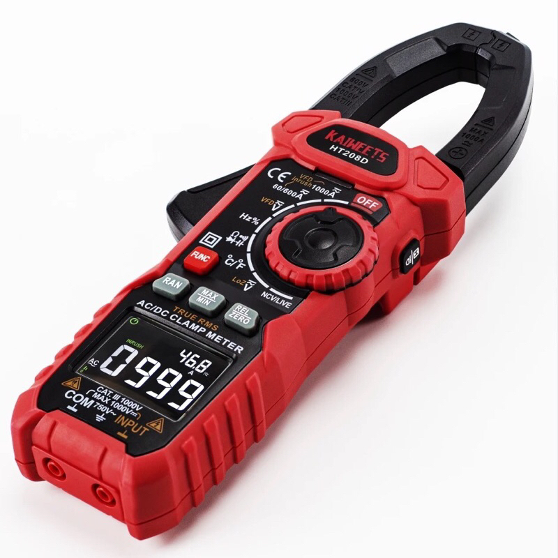 แคลมป์มิเตอร์แบบดิจิตอล สามารถวัดกระแส DC 600V รุ่น HT208D อัตโนมัติ AC/DC