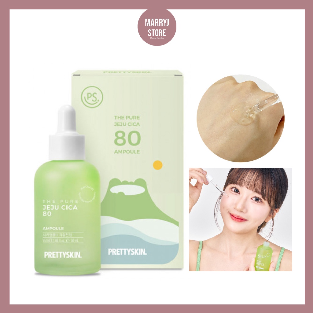 (แท้/พร้อมส่ง ) PrettySkin The Pure Jeju Cica 80 Ampoule 50ml. (แอมพลู Cica)