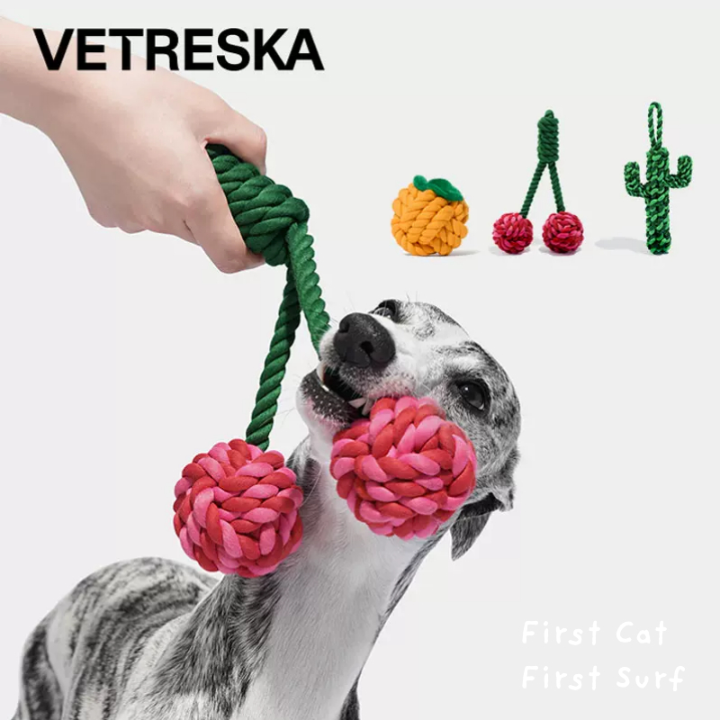 พร้อมส่ง ของเล่นสุนัขแบรนด์ Vetreska เชือกขัดฟันสุนัข เชือกกัดสุนัช Pet Knot Rope Toy