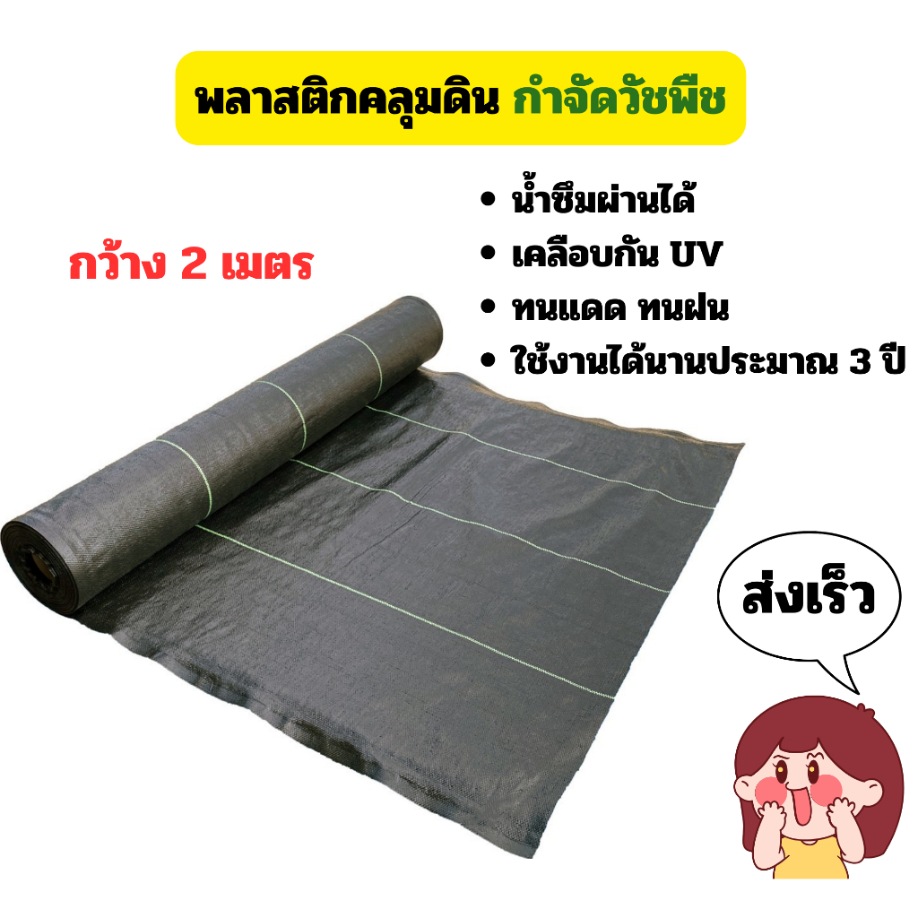 พลาสติกคลุมดิน พลาสติกคลุมหญ้า ผ้าคลุมดิน ผ้าคลุมหญ้า ผ้าคลุมดิน กำจัดหญ้า กำจัดวัชพืช  แบ่งขายเป็นเมตร