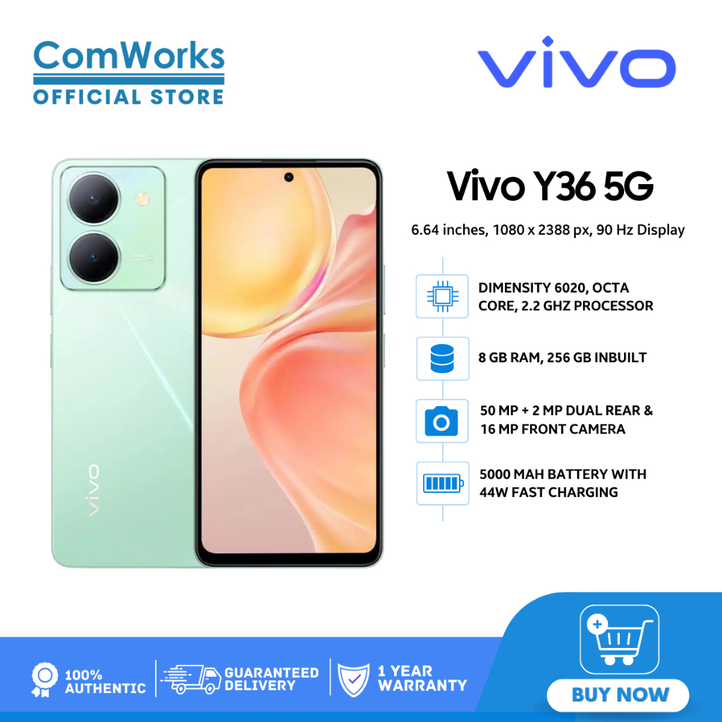 VIVO Y36 cellphone 256GB Big Storage mobiles 44W fast charge โทรศัพท์มือถือ snapdragon chip สมาร์ทโฟน โทรศัพท์ Android