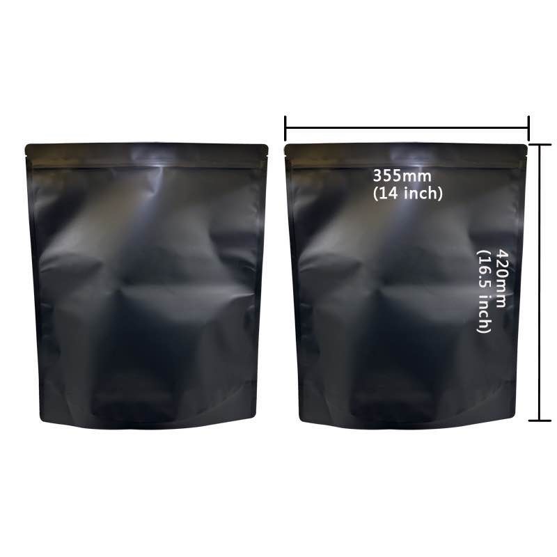 Mylar zip bag size 454 grams / 1 lb Black Matte