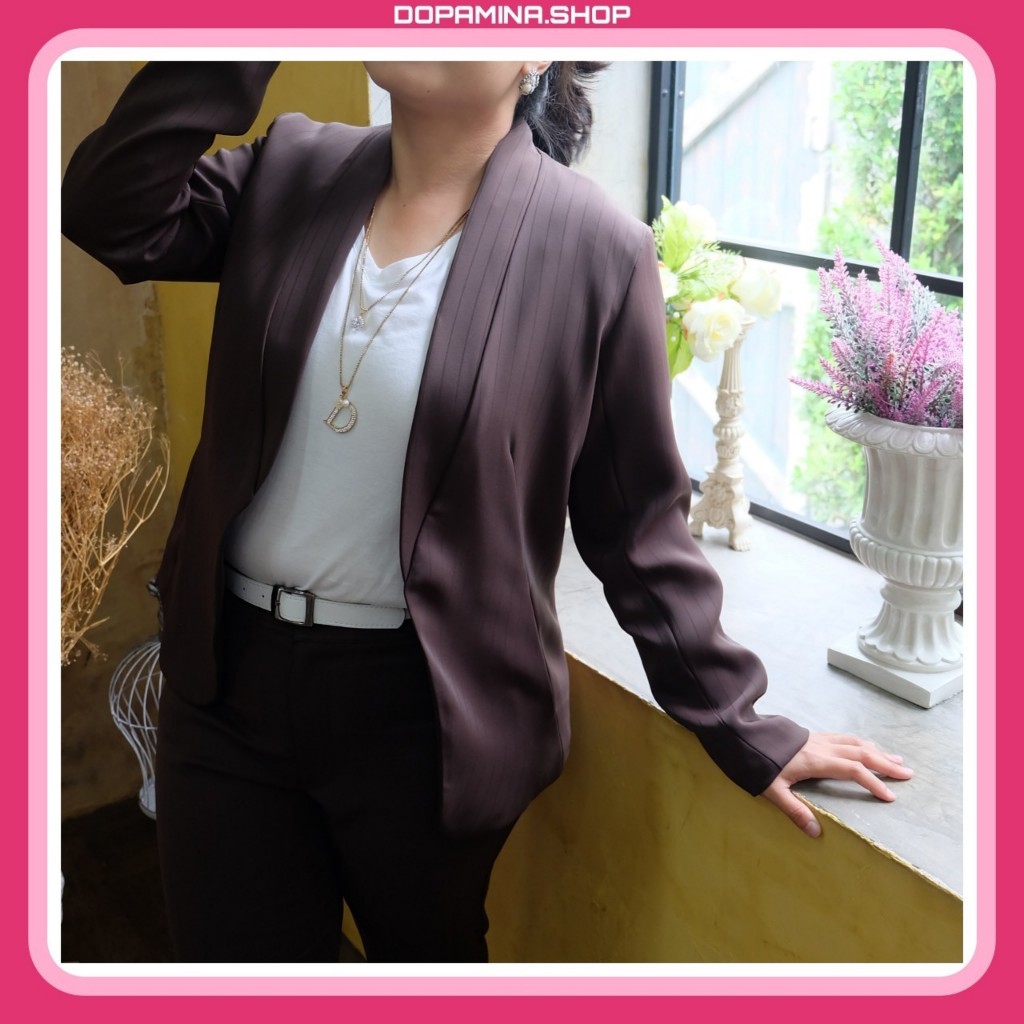 DOPAMINA สาวอวบ ชุดสูท เสื้อ กางเกง สีน้ำตาล [XL-4XL] [DPM-017 Luck Suit / DPM-018 Nippy Trousers]