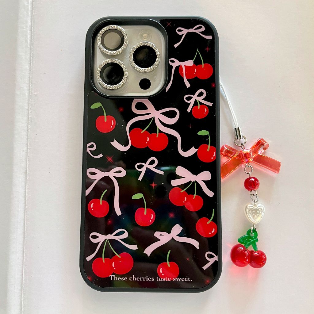 จัดส่งภายใน 24 ชั่วโมง เคส Iphone 15 14 13 12 Pro Max เชอร์รี่โบว์สีชมพู ดาวใหม่ขายดี iPhone 13 น่ารัก เคส โทป้องกัน