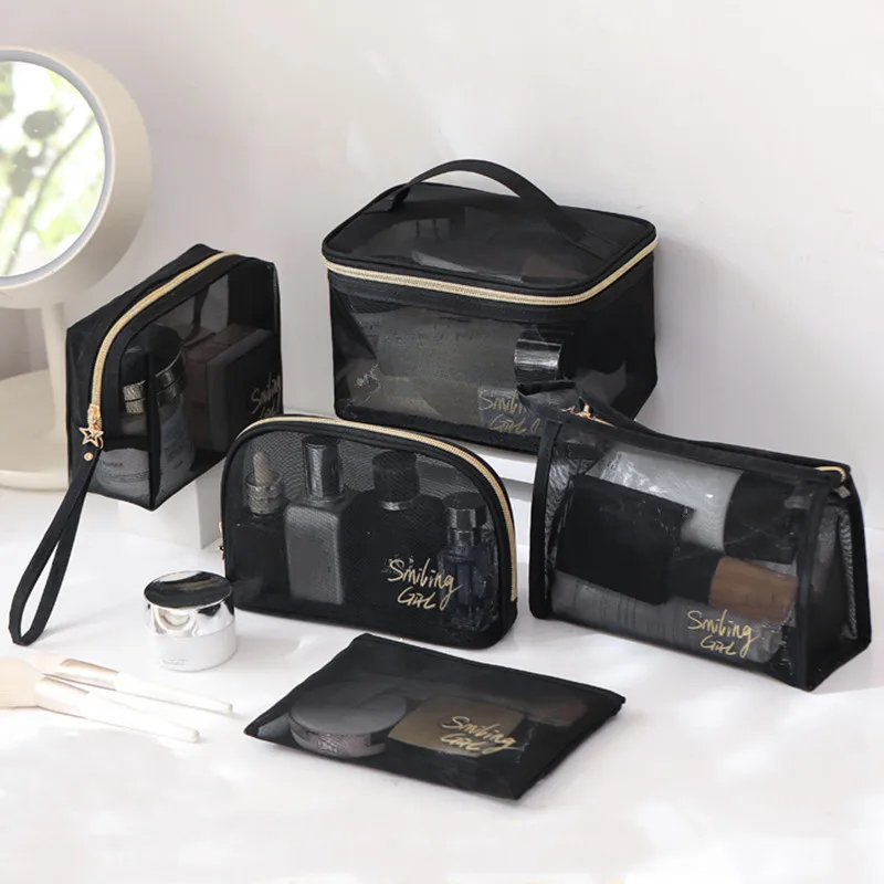 อเนกประสงค์ กระเป๋าผ้าตาข่าย กระเป๋าจัดระเบียบ กระเป๋าเครื่องสำอาง สำหรับเดินทาง (มี 3 ขนาด ) ความจุสูง