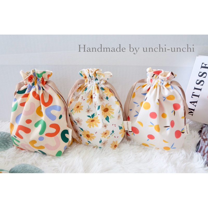 ♥️ชุดที่ 2 ถุงผ้าหูรูด ใส่โทรศัพท์  ปากกาดินสอ ของจุกจิก**size 7*8 นิ้ว