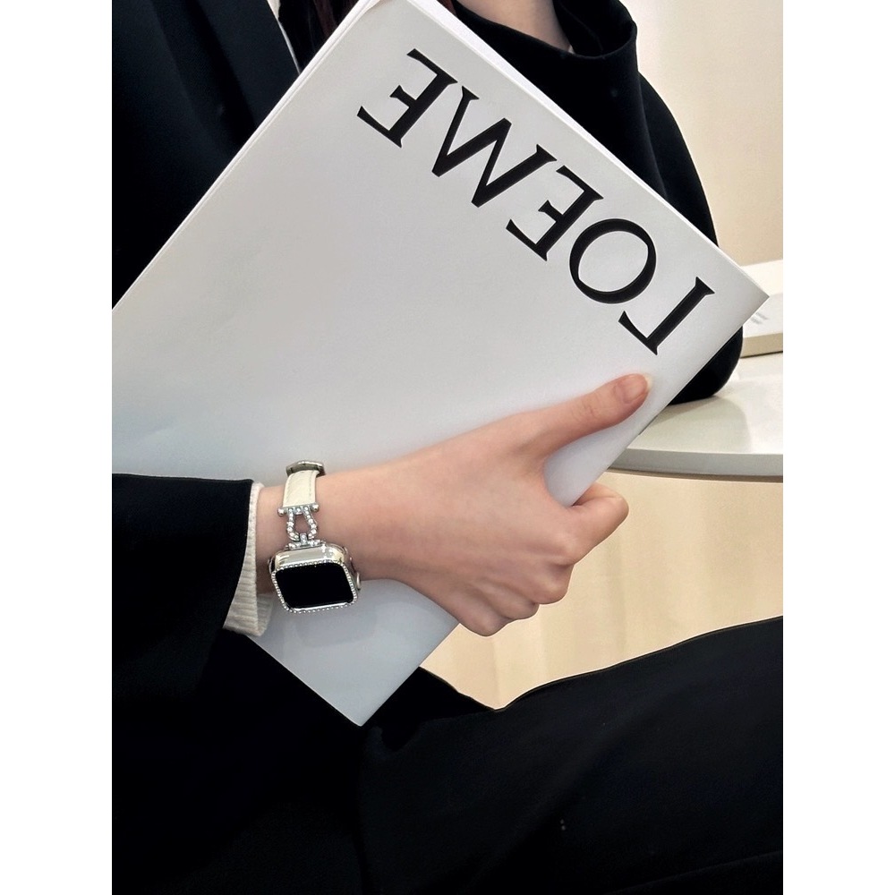 พร้อมส่ง สายหนัง Cowhide ลายงู ประดับเพชร แบบเข็มขัด ใช้ได้กับ Smart Watch 9 8 7 6 5 4 3 2 1 Se Ultra CD99 X69 X29 HK9