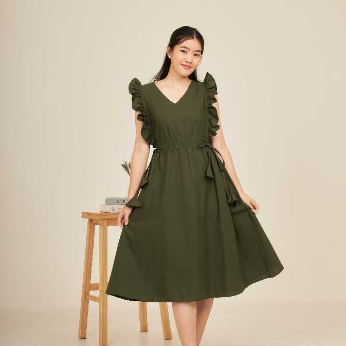 เดรสยาวแขนกุดมีระบาย รุ่น ALLURE - Something Simple