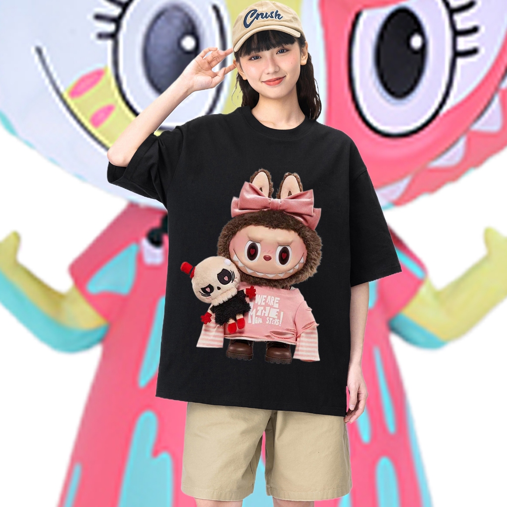 เสื้อยืดแขนสั้นคอกลม สกรีนลายน่ารัก ลายตามกระเเสมาเเรงตามเทรนชาย-หญิง D-5143