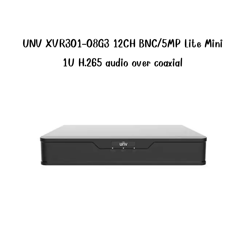 UNV XVR301-08F3 12CH BNC/2MP Lite Mini 1U H.265 audio over coaxial (HDD 8G)