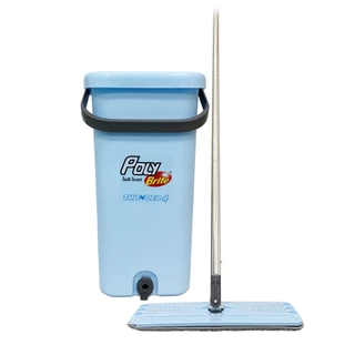 Poly-Brite โพลี-ไบรท์ ชุดถังรีดน้ำ รุ่นธันเดอร์ 4 ไม้ถูพื้นรีดน้ำได้ แป้นหมุน 360° ซักปียกและรีดแห้งในถังเดียว