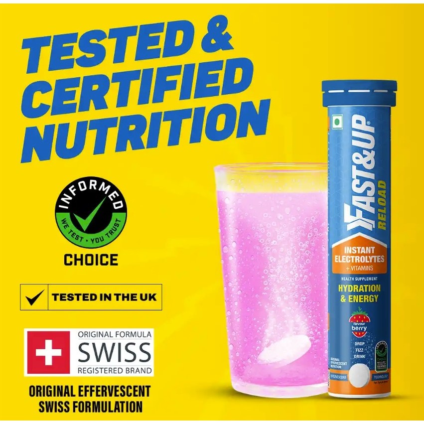 FAST&UP Hydration Electrolyte เกลือแร่ กันตะคริว ช่วยลด อาการล้า บาดเจ็บกล้ามเนื้อ ชดเชยเกลือแร่ RELOAD - LOW SUGAR ENER