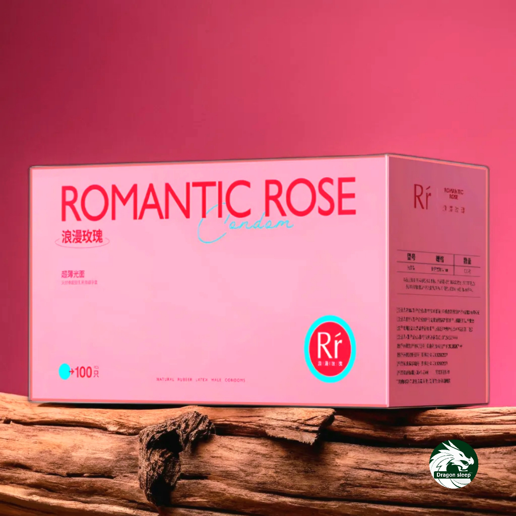 Rr ถุงยาง100 ชิ้น รุ่นRomantic Rose | บาง 0.01 Size 52+-mm ราคาส่ง