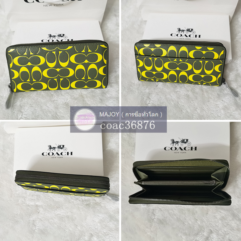 แท้💯% Outlet 7.8 นิ้ว Zip Long Wallet กระเป๋าสตางค์ใบยาวสตรีแบบคลาสสิก, กระเป๋าคลัทช์แบบมีซิป, ที่ใส่บัตร