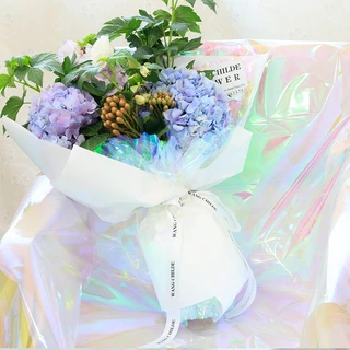 (พร้อมส่ง)กระดาษห่อช่อดอกไม้สีโฮโลแกรม