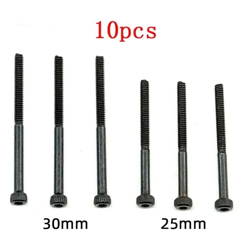 5-10ตัว 25-30ม.ม. น็อตหกเหลี่ยมดำ size M2 ทำดุ๊กดิ๊กหลัง  สำหรับรถ mini4wd
