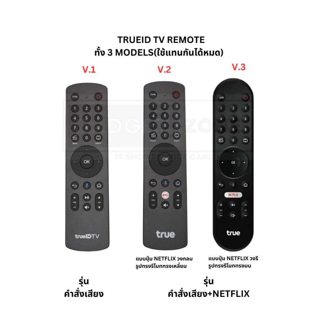 (อ่านก่อนสั่ง) รีโมท กล่องทรูไอดี True ID TV Gen2 รุ่น V.3 (ของแท้) แถมถ่านAAAฟรี