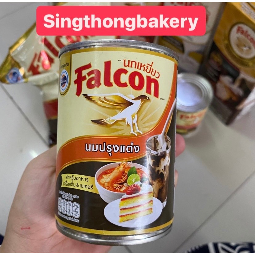 นมข้นจืด Falcon ฟอลคอน กระป๋อง นมสดนก (นมปรุงแต่ง) นม : 360 มล.