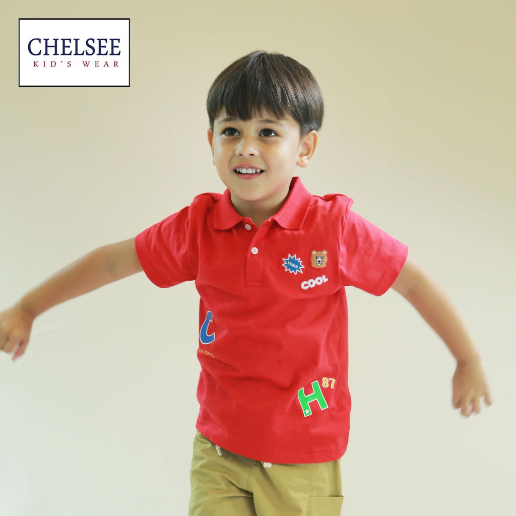 Chelsee เสื้อโปโล เด็กผู้ชาย แขนสั้น รุ่น 128038 พิมพ์ลาย อายุ 1.5-10 ปี ผ้า 100%Cotton เสื้อผ้าเด็กโต
