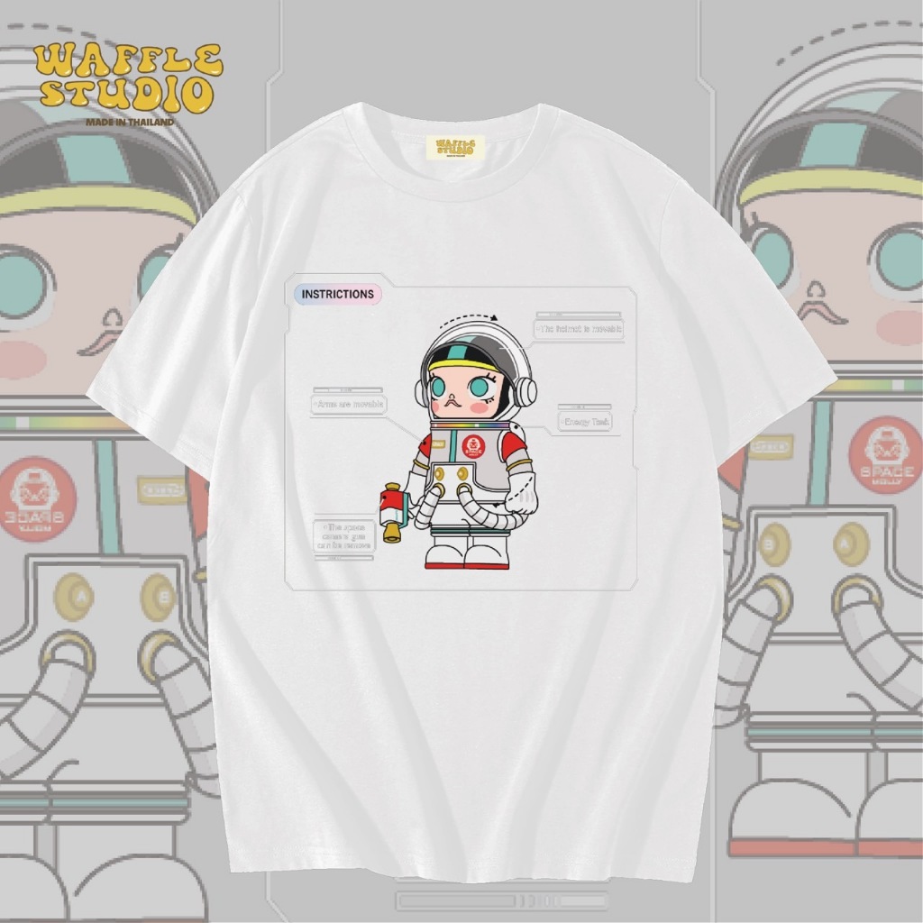[ ส่งฟรี ] WS0238 เสื้อยืดโอเวอร์ไซส์ เสื้อยืดเกาหลี ผ้าคอตตอน100% เสื้อยืด มอลลี่ Molly Pop Mart WAFFLE STUDIO