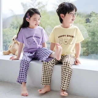 Beryl kids🌸ชุดเซ็ทเด็กน่ารักๆ🎀ชุดนอนเด็กชายหญิง เสื้อผ้าแขนสั้นกางเกงขายาว ลําลอง สองชิ้น ผ้านิ่ม ใส่สบาย ฤดูร้อน