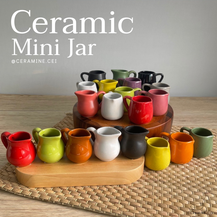 Mini Jars เหยือกเซรามิค เหยือกไซรัป เหยือกนมเซรามิค ปากแหลม(60ml.) ปากสั้น(80ml.) สีพาสเทล สดใส น่ารัก พร้อมส่ง