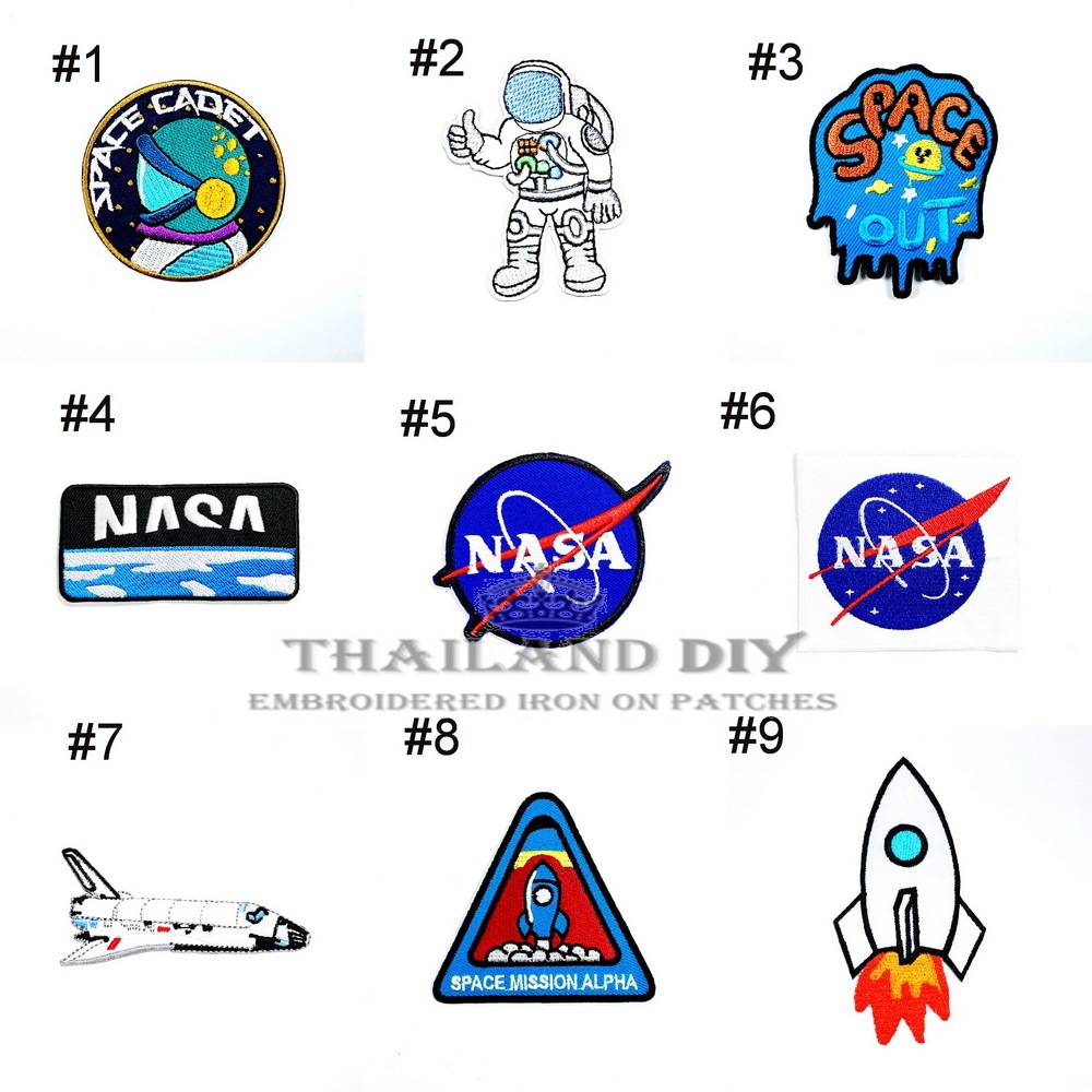 ตัวรีดนักบินอวกาศ NASA จรวด ยานอวกาศ Space Astronaut Patch งานปัก DIY wop ตัวรีดติดเสื้อ ตัวรีด อาร์ม สถานีอวกาศ ดวงดาว