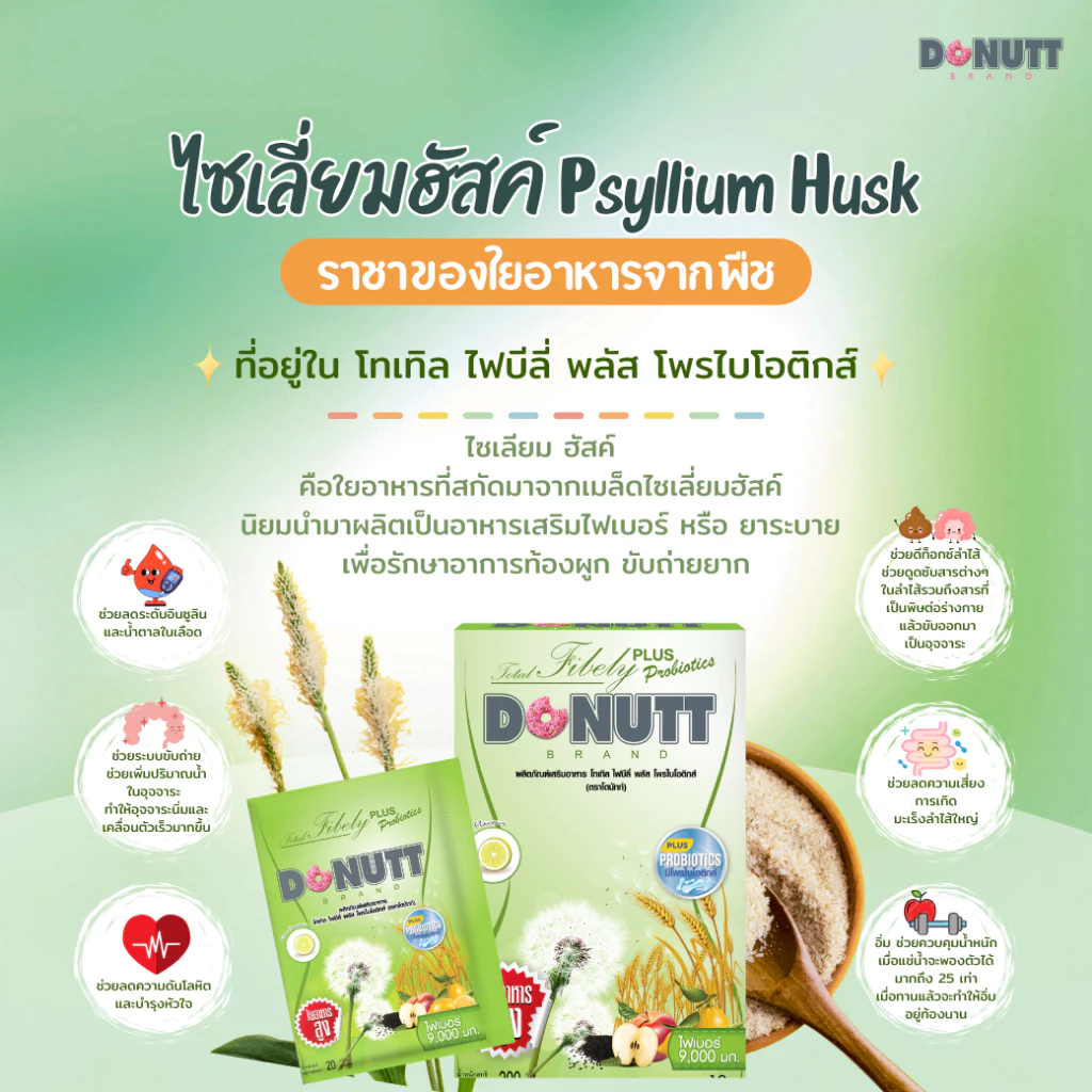 Donutt Brand ขับถ่ายดี ลำไส้แข็งแรง Donutt โทเทิลไฟบีลี่พลัสโพรไบโอติกส์ ไฟเบอร์ กลิ่นน้ำผึ้งมะนาว 5กล่อง(กล่องละ10ซอง) thumbnail 5