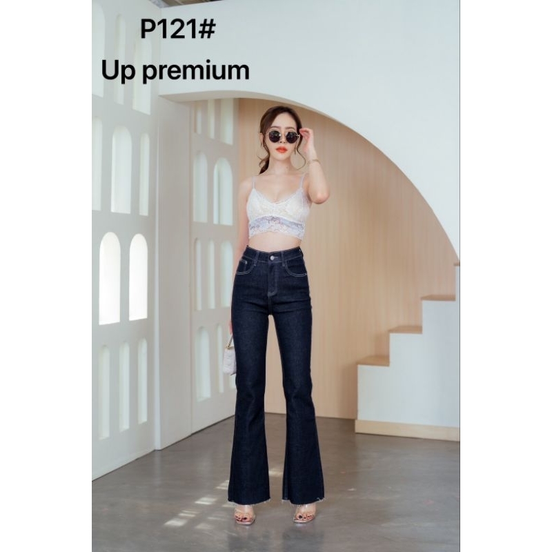 🌈👉p121💥ผ้ายืด💥กางเกงยีนส์แฟชั่นขาม้าเดิยด้ายตะเข็บสีขาวสวย