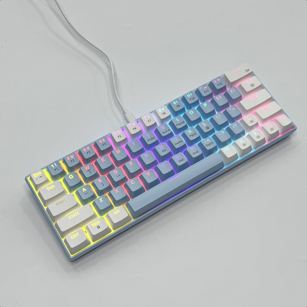 ZIFRIEND T62 เกมคีย์บอร์ดเครื่องกล 60% เลย์เอาต์ pluggable wired two-color PBT keycap