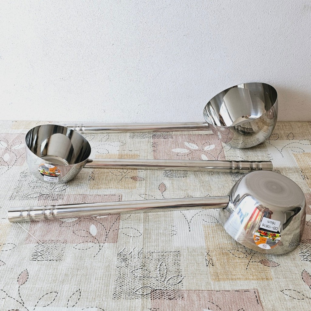 กระบวยตักน้ำซุป กระบวย กระบวยตักอาหาร ที่ตักน้ำซุป ที่ตักอาหาร หม้อด้าม (รุ่นหนา)(ด้ามยาว) ขนาดปาก14/16/18 ซม.(ตราTK)