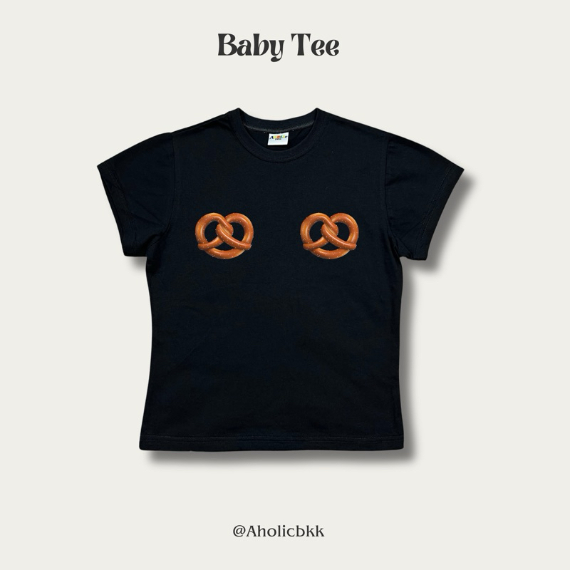 AHOLICBKK | เสื้อทรง BABY TEE PRETZEL
