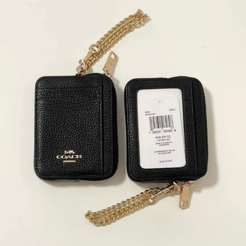 ใส่บัตร ใส่เหรียญ ทรงกล่อง 💳 COACH ZIP CARD CASE 6303