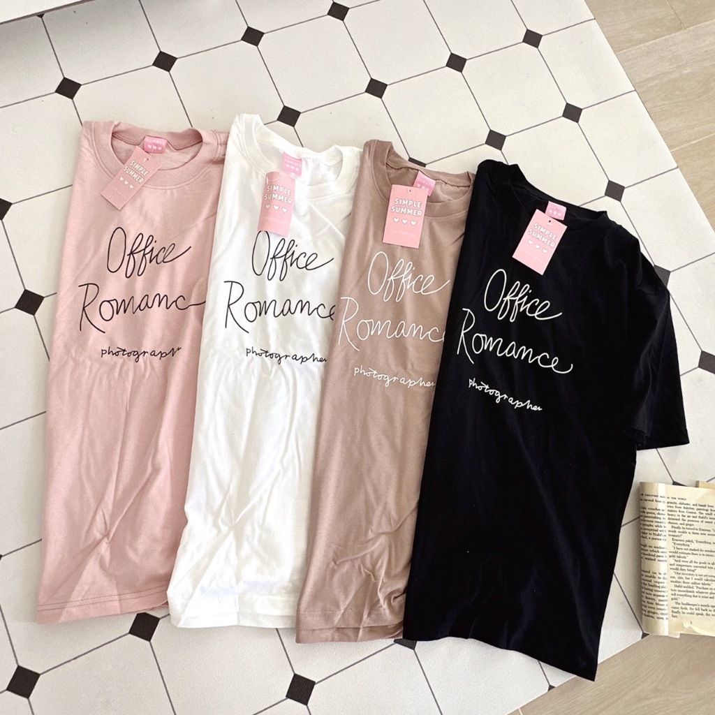 S307 เสื้อยืด oversize ผ้าคอตตอน สกรีน Office Romance