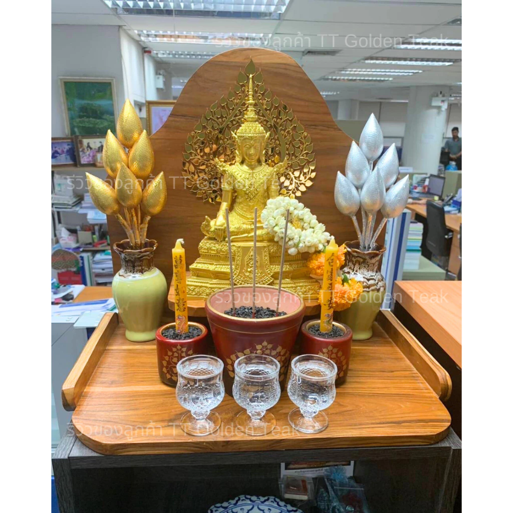 หิ้งพระโมเดิร์นไม้สักทอง thumbnail 6