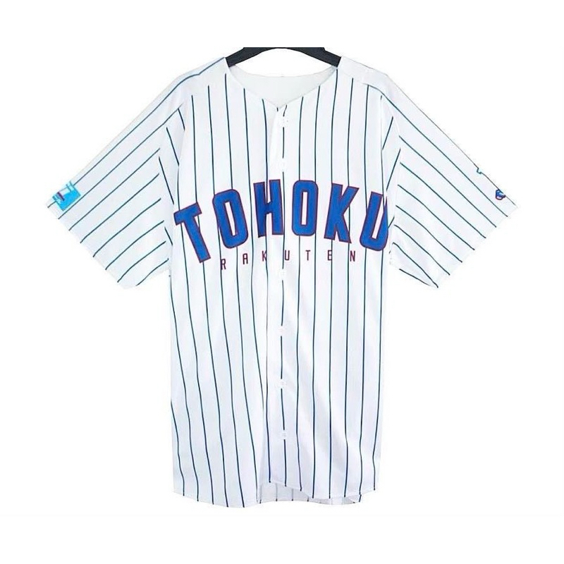 เสื้อเบสบอล มือสองของแท้ ขาวลายทาง Tohoku