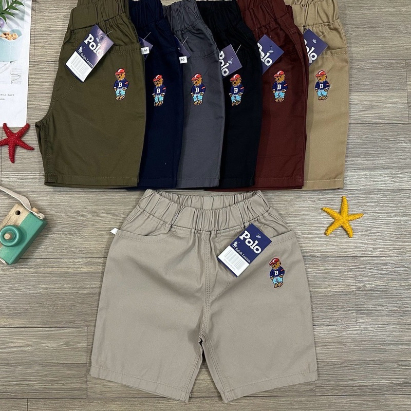 กางเกงขาสั้นสามส่วน ปักหมี เด็กชาย เนื้อผ้าดี สีไม่ตก สีสด แมทกับเสื้อเท่ห์มาก