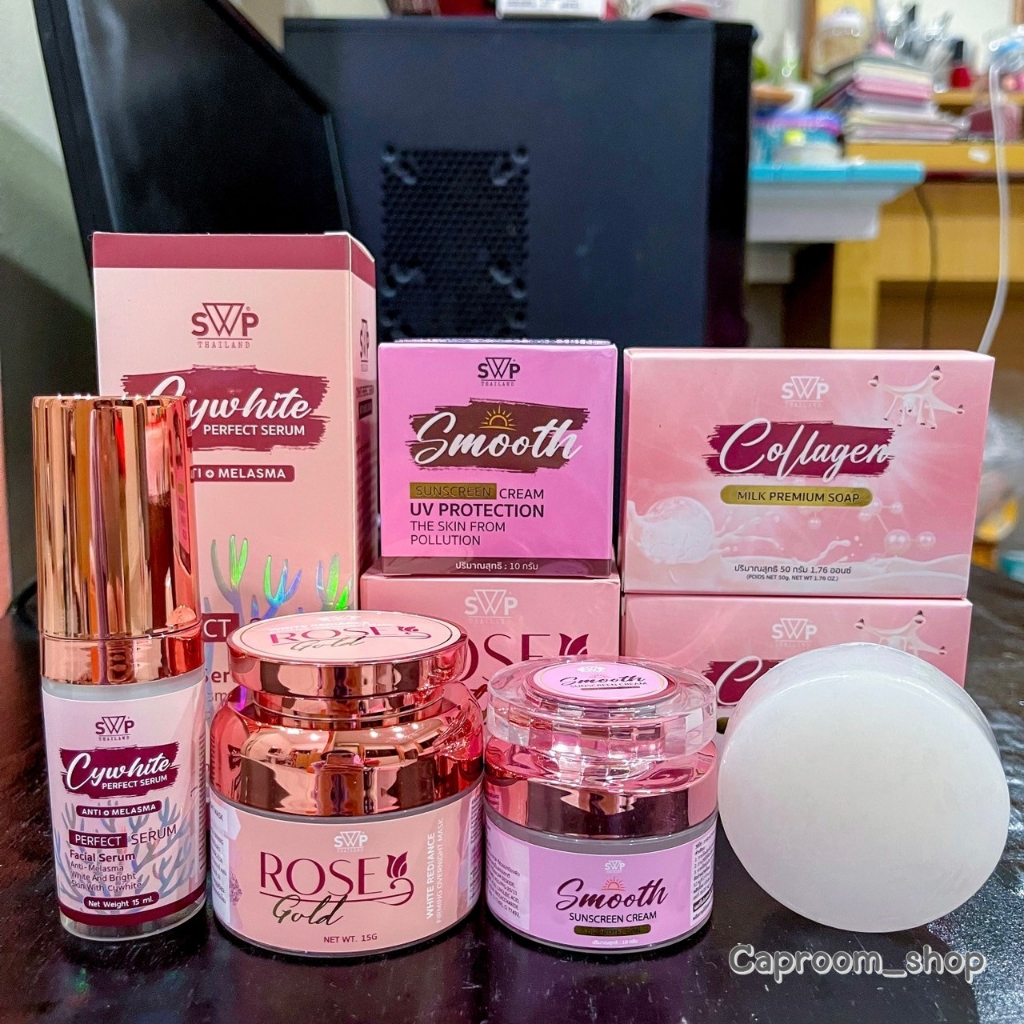 ครีมเซ็ท มาส์กหน้าโรสโกลด์ ROSE GOLD กันแดด Swp เซรั่มสาหร่ายสีรุ้ง สบู่ Collagen ไม่แท้ยินดีคืนเงิน