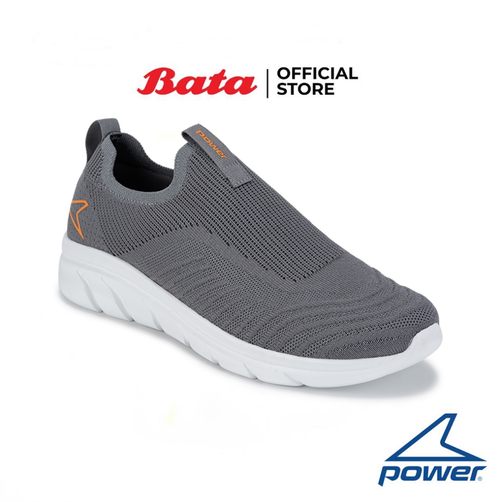 Bata บาจา Power รองเท้าผ้าใบแบบสวม ออกกำลังกาย รองรับน้ำหนักเท้า สำหรับผู้ชาย รุ่น BONDI สีเทา 8282849