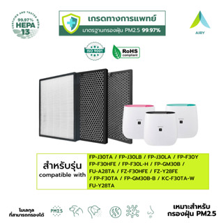 ไส้กรอง SHARP FZ30-HFE กรองครบวงจร ฝุ่นPM2.5 กลิ่น แบคทีเรีย…