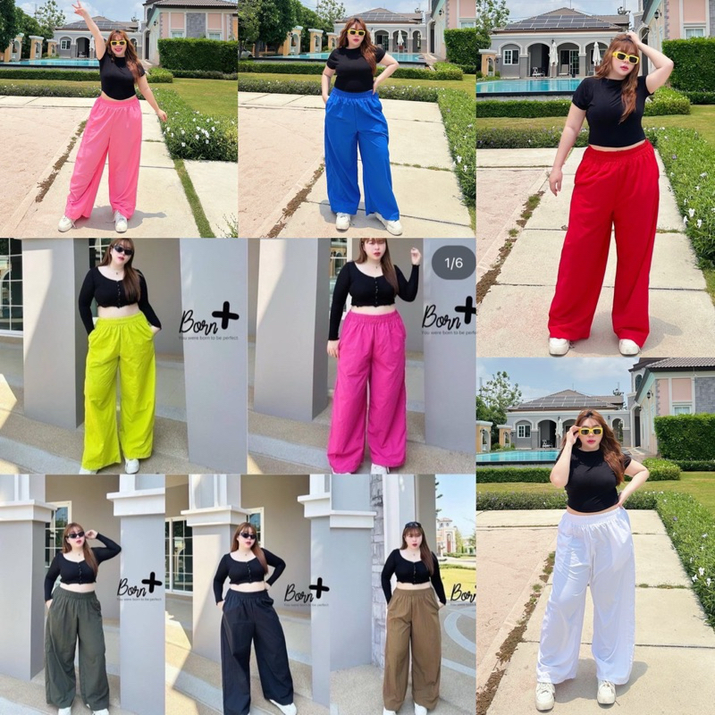 ✅สีใหม่มาค่า /BP/ กางเกงสาวอวบ ผ้าร่ม เบาสบาย #กางเกงไซส์ใหญ่ bigsize สาวอวบ อ้วน พลัสไซส์