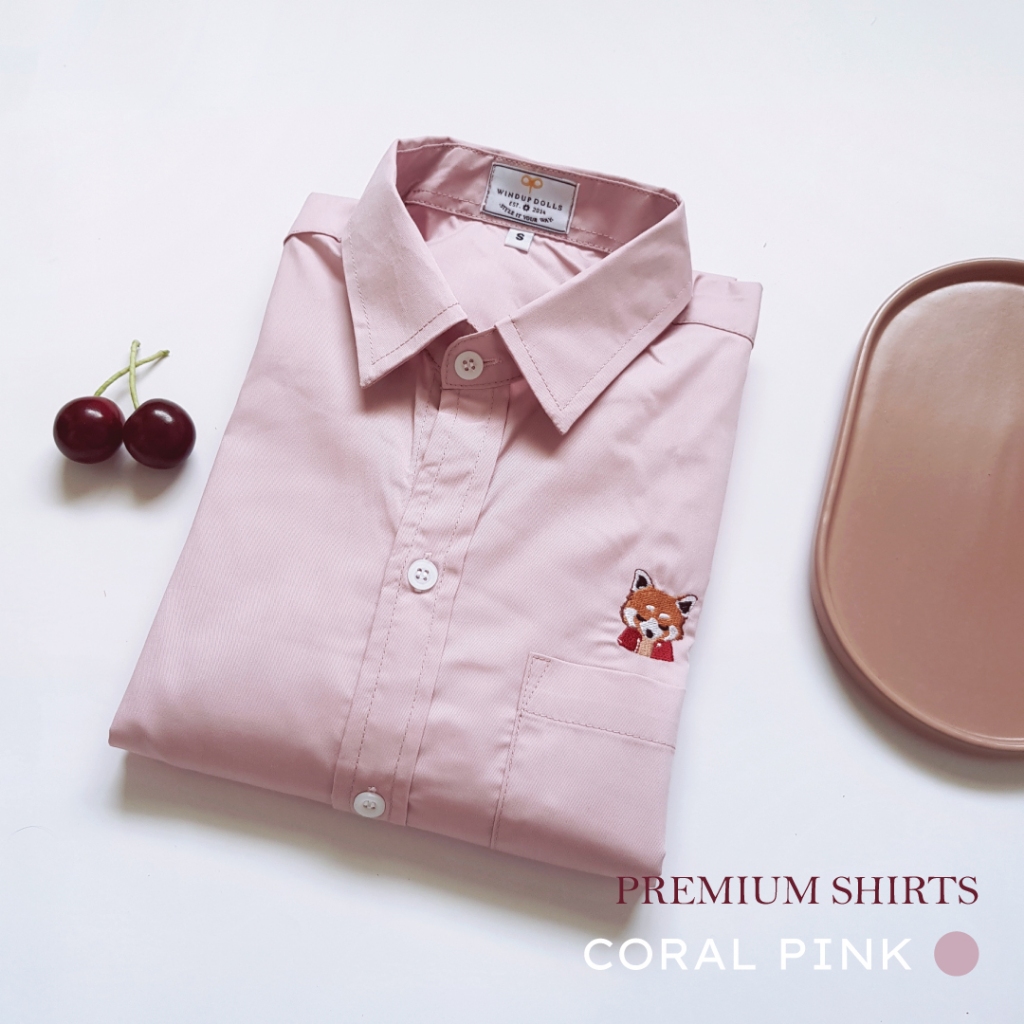 PREMIUM SHIRT เสื้อเชิ้ตผ้าคอตตอน - Coral pink