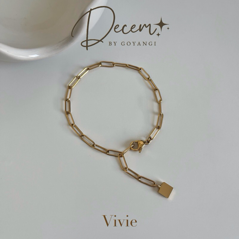 Decem- สร้อยข้อมือรุ่น Vivie สแตนเลสสามารถใส่โดนน้ำได้ ไม่ลอกไม่ดำ มีถุงเก็บแถมให้