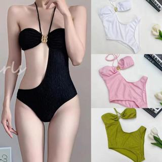 🧡Basic swimsuit💛ชุดว่ายน้ำวันพีช bikini sexy สีดํา ผ้าเนื้อด…