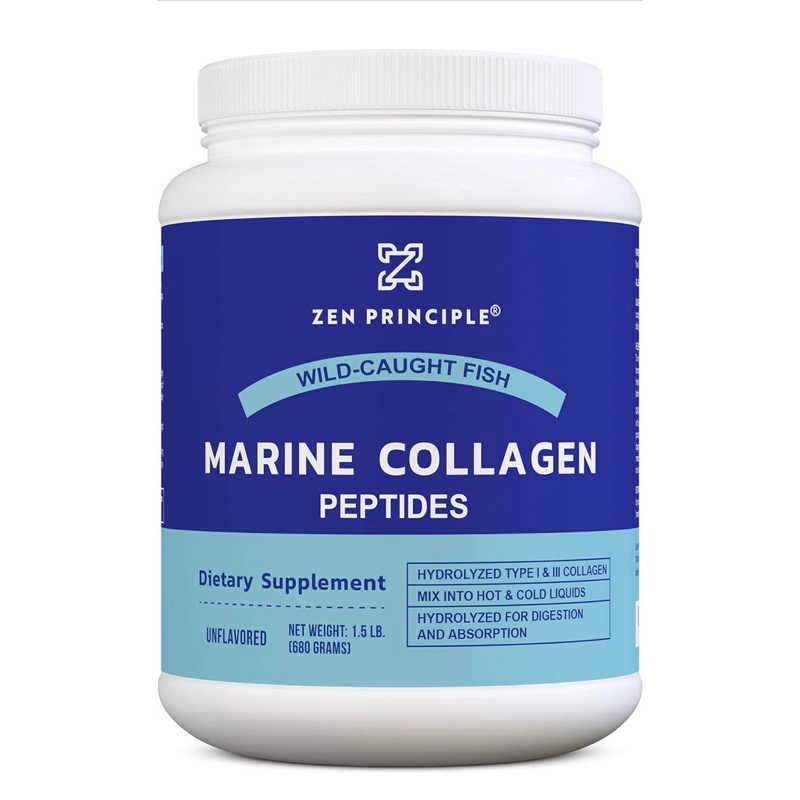(680 G) คอลลาเจน ไทป์ 1,3  Zen Principle Marine Collagen Peptides Powder 1.5 lb. Wild-Caught Fish, N