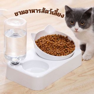 ชามอาหารสัตว์เลี้ยง ชามอาหาร 2 in 1 ชามพร้อมขวด