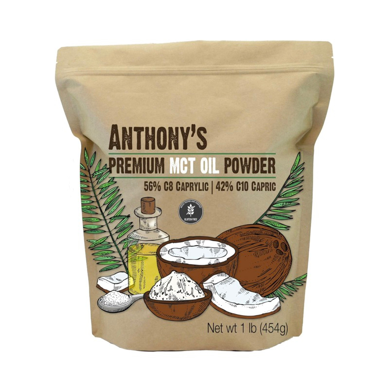 (454 G)  Anthony's Premium MCT Oil Powder 56% C8 Caprylic, 42% C10 Capric, 1 lb, Gluten Free, Non GMO, Keto Friendly