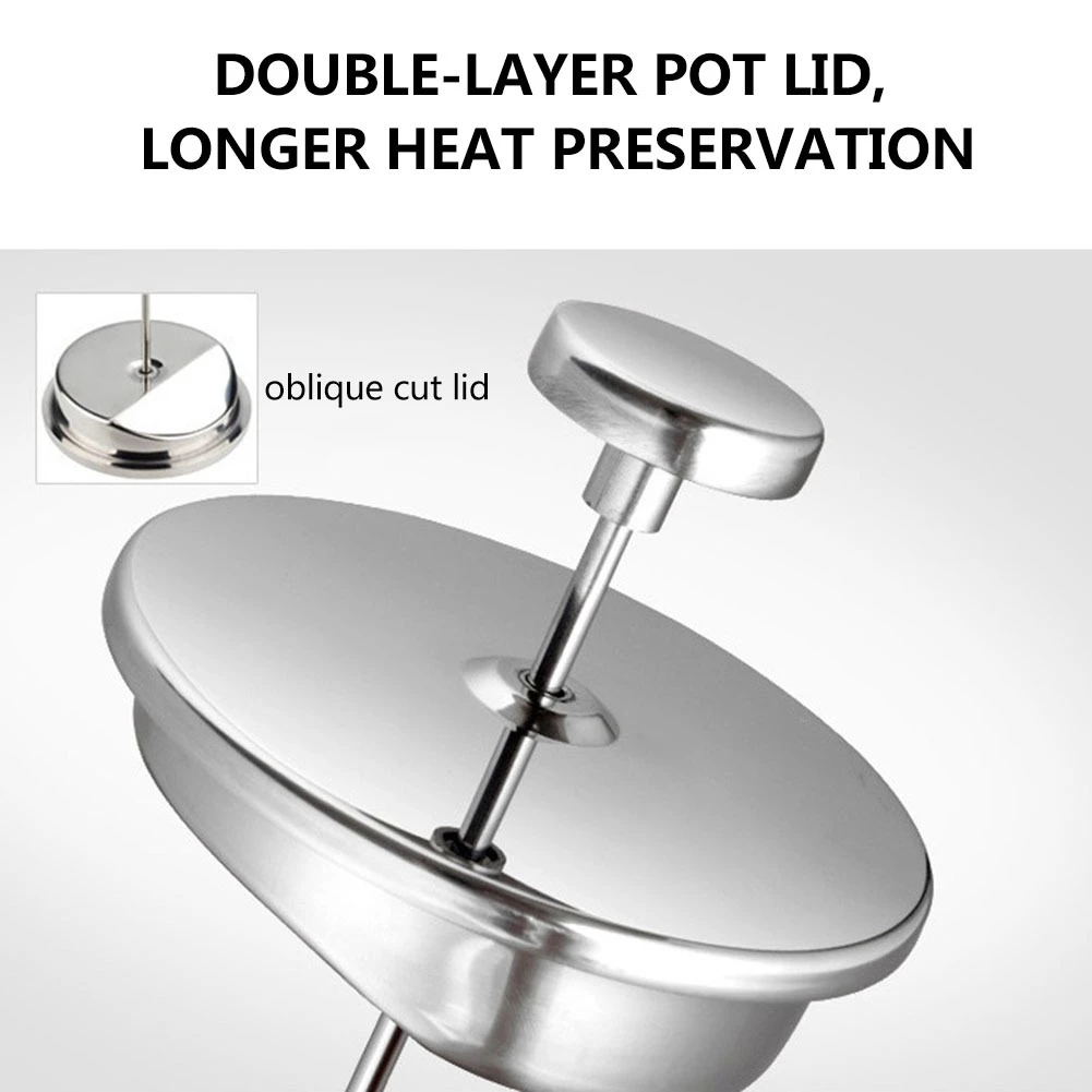 【French Press】800ml 1000ml เครื่องชงกาแฟสด เครื่องชงกาแฟ Double Wall 304 Stainless Steel Coffee Maker Tea Pot thumbnail 6